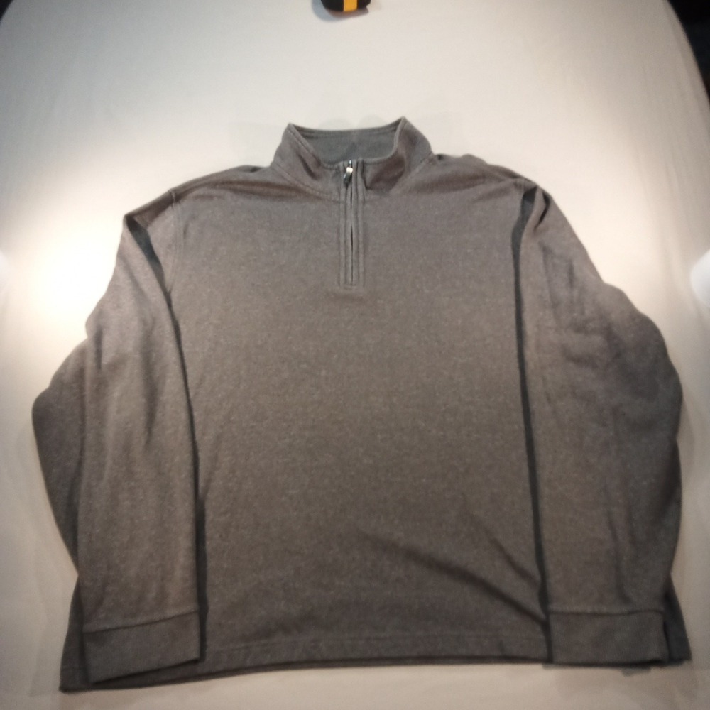 Van Heusen Flex Mens XXL Quarter Zip Pullover Sweater Charcoal Gray Mock Neck